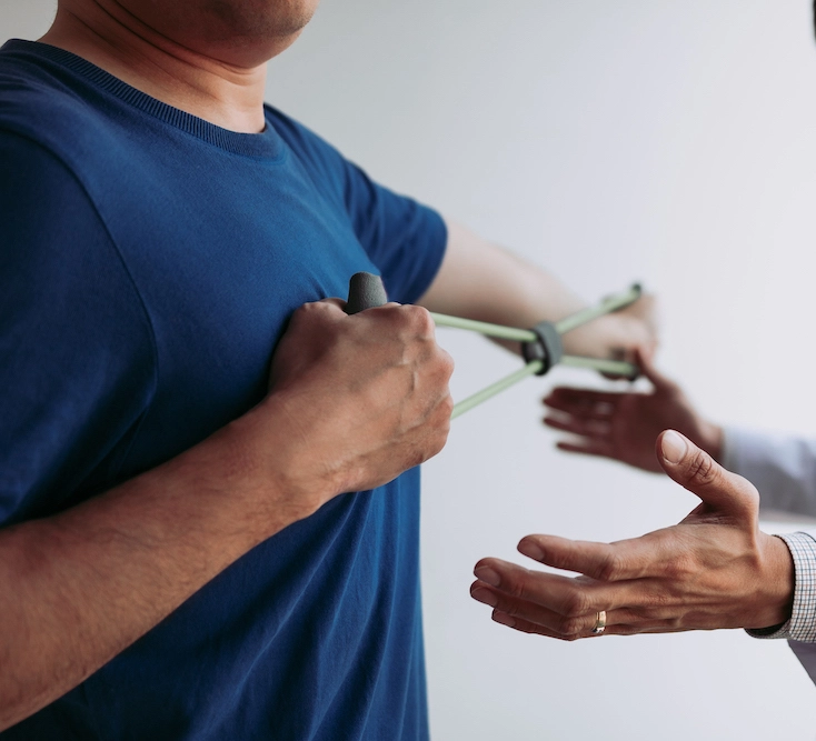 man having a physiotherapy with doctor